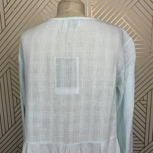 Wrap London Button Front Peplum‎ Linen Top Blouse in Mint Blue Size US 8 - Picture 8 of 12